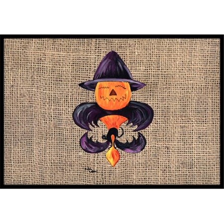 Carolines Treasures Carolines Treasures 8748JMAT 24 x 36 in. Halloween Pumpkin Bat Fleur De Lis Indoor Or Outdoor Doormat 8748JMAT